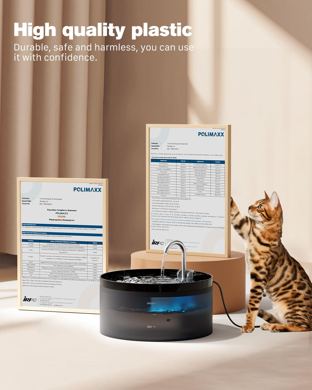 BEMOONY cat water fountain translucent tank shows water level at a glance
