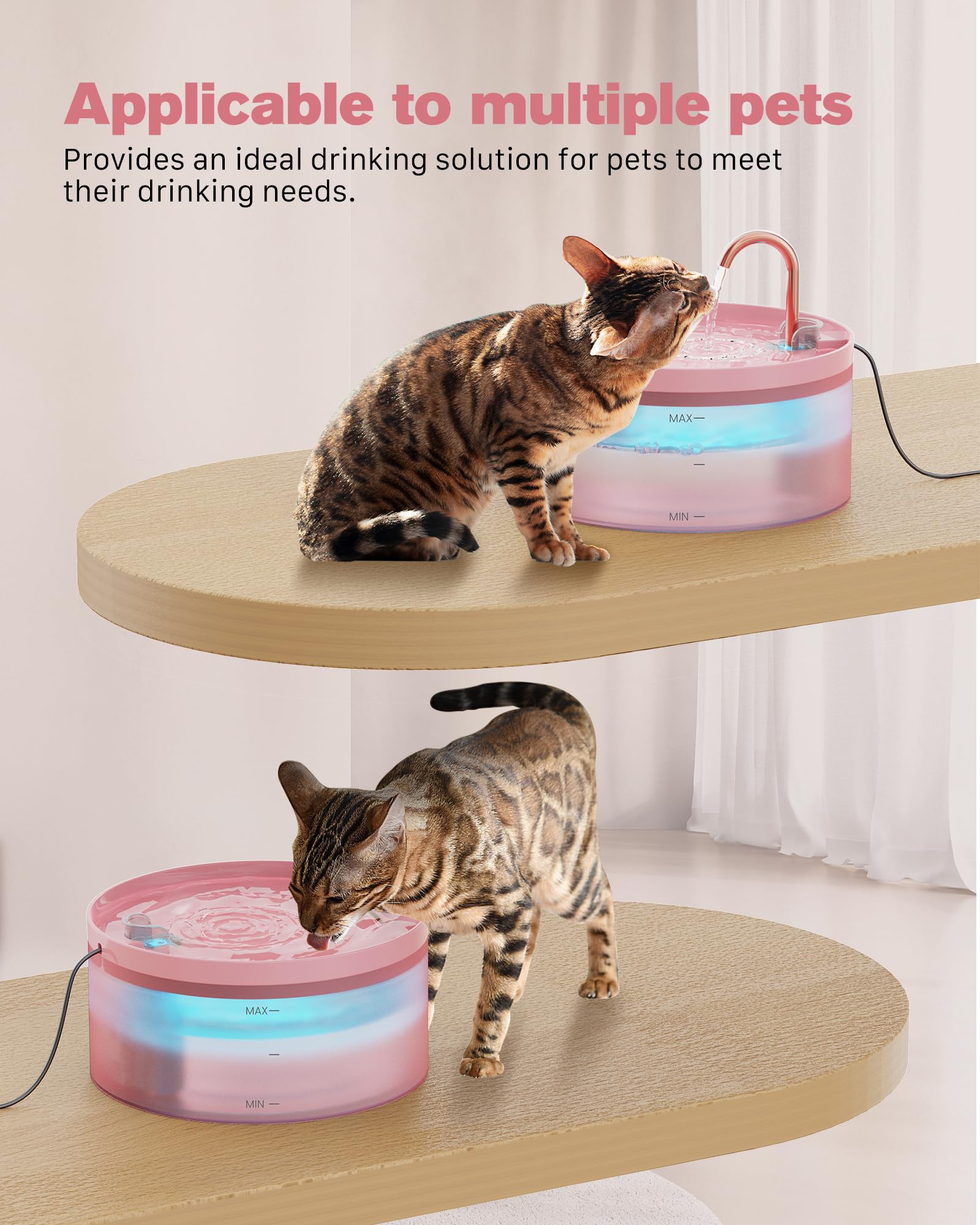 BEMOONY pink fountain 2-year warranty and after-sales support