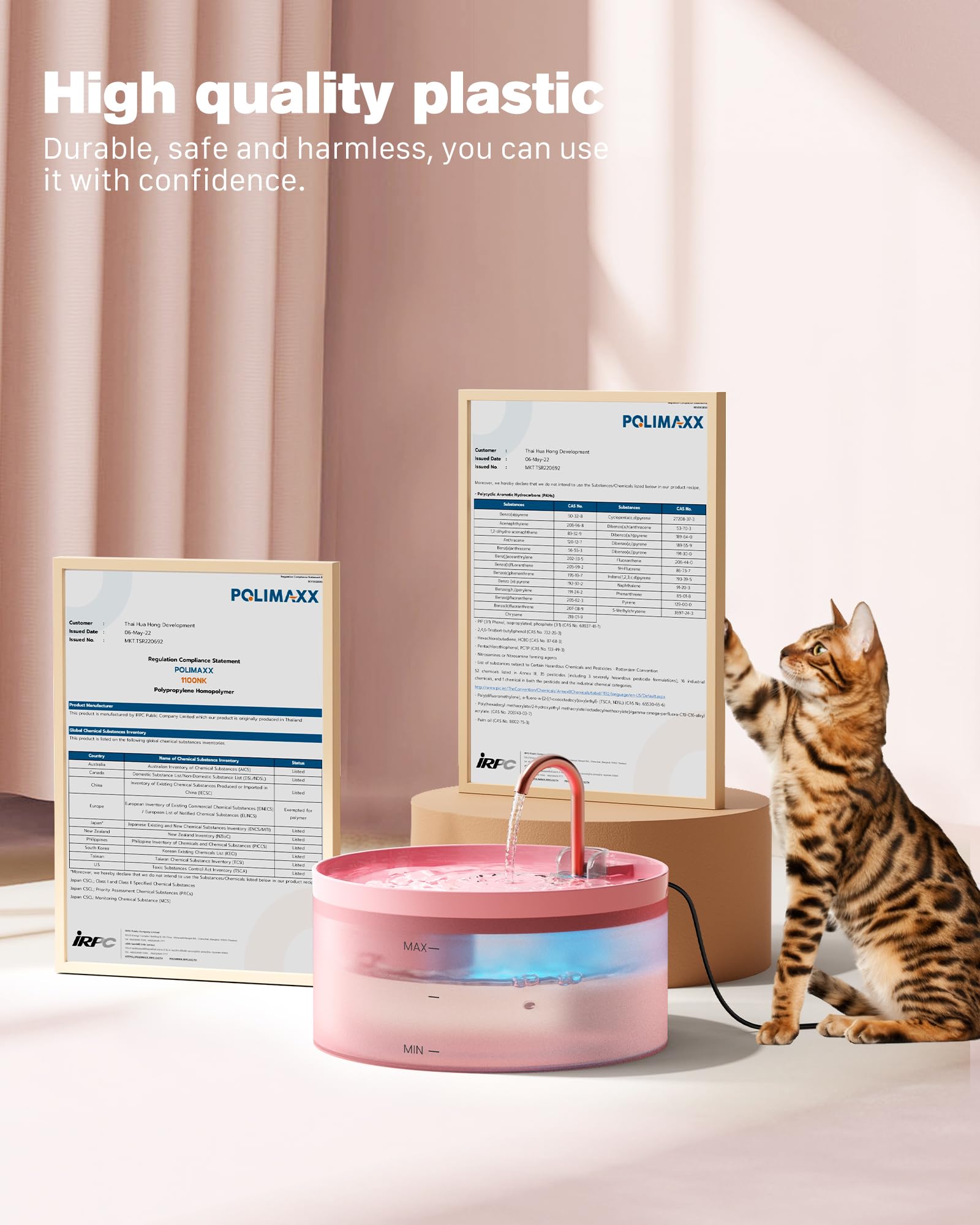 BEMOONY pink fountain translucent tank reveals water level for quick refills