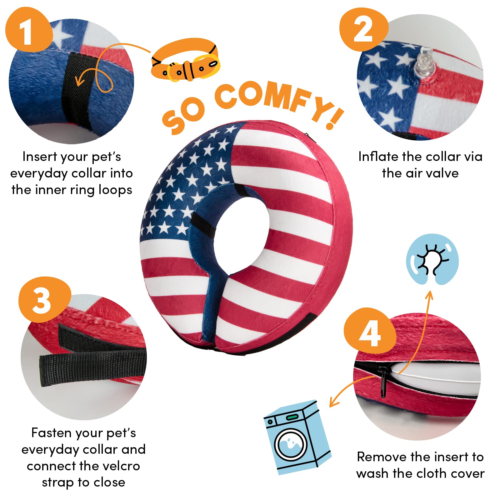 Collar inflable BENCMATE para perro dormido, favorece la recuperación sin presión.