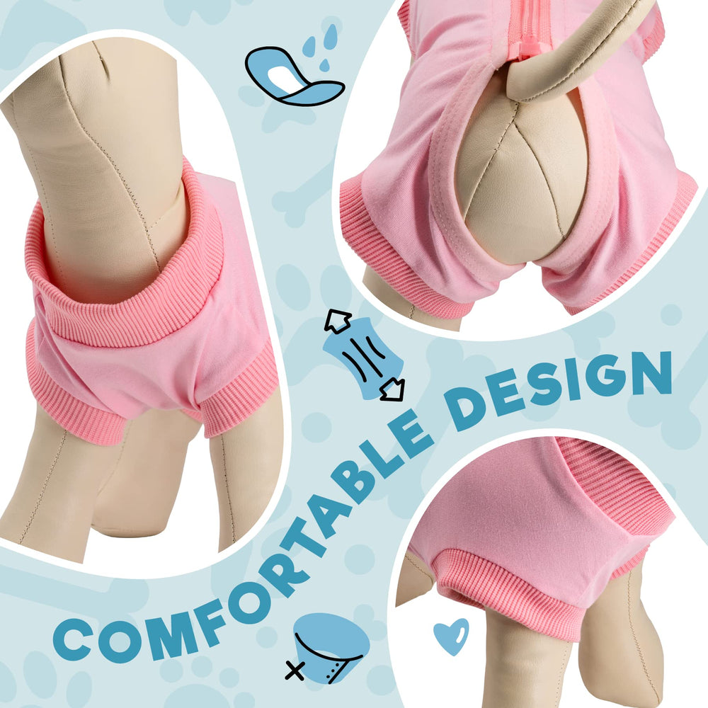 BENCMATE dog recovery suit pink machine-washable, quick-dry fabric simplifies cleaning routines