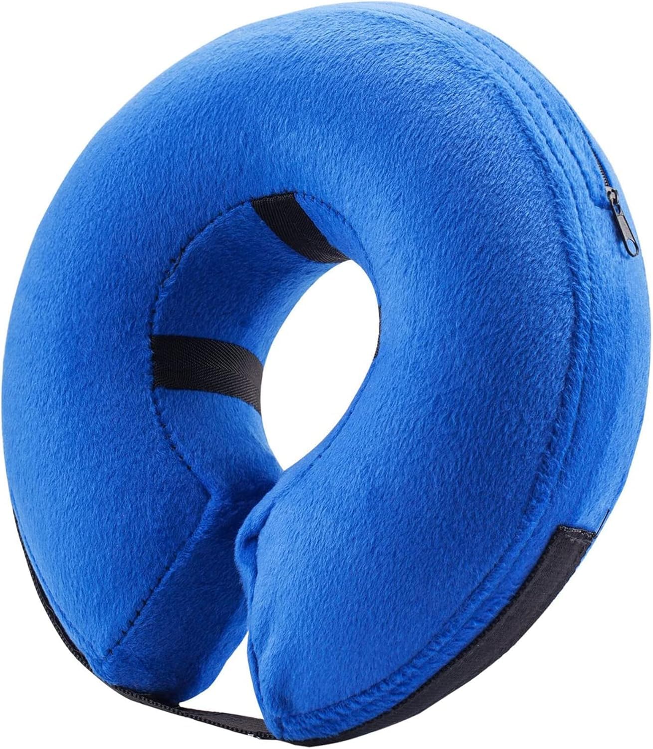 BENCMATE inflatable dog cone blue side view showing comfortable, unblocked vision