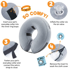 BENCMATE soft donut collar close-up shows adjustable strap for precise fit.