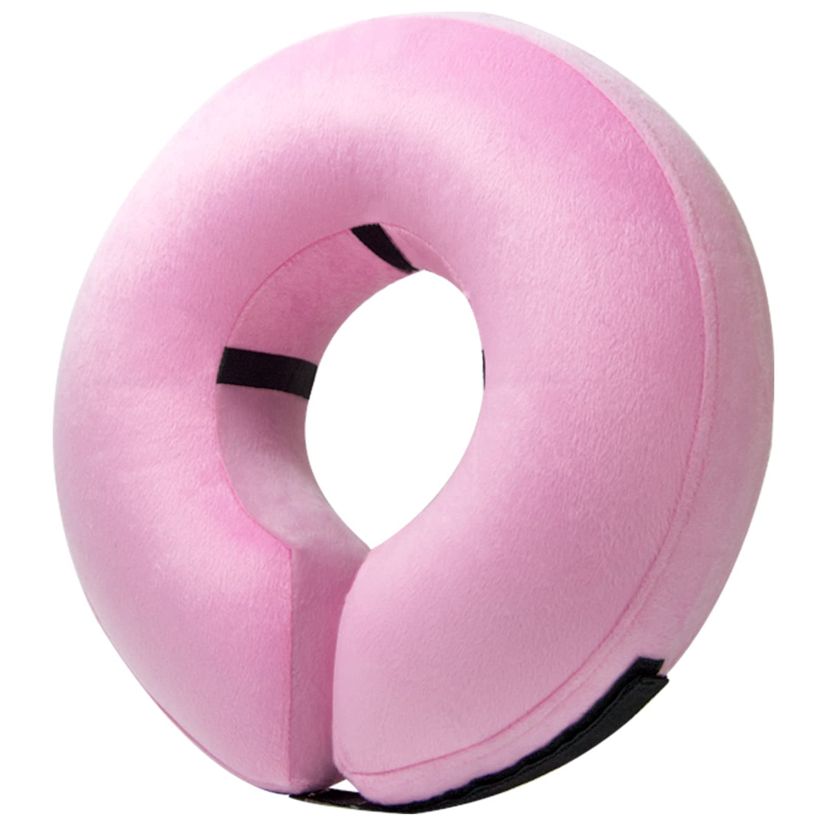 Bencmate inflatable dog cone collar large pink side view shows stability loops.