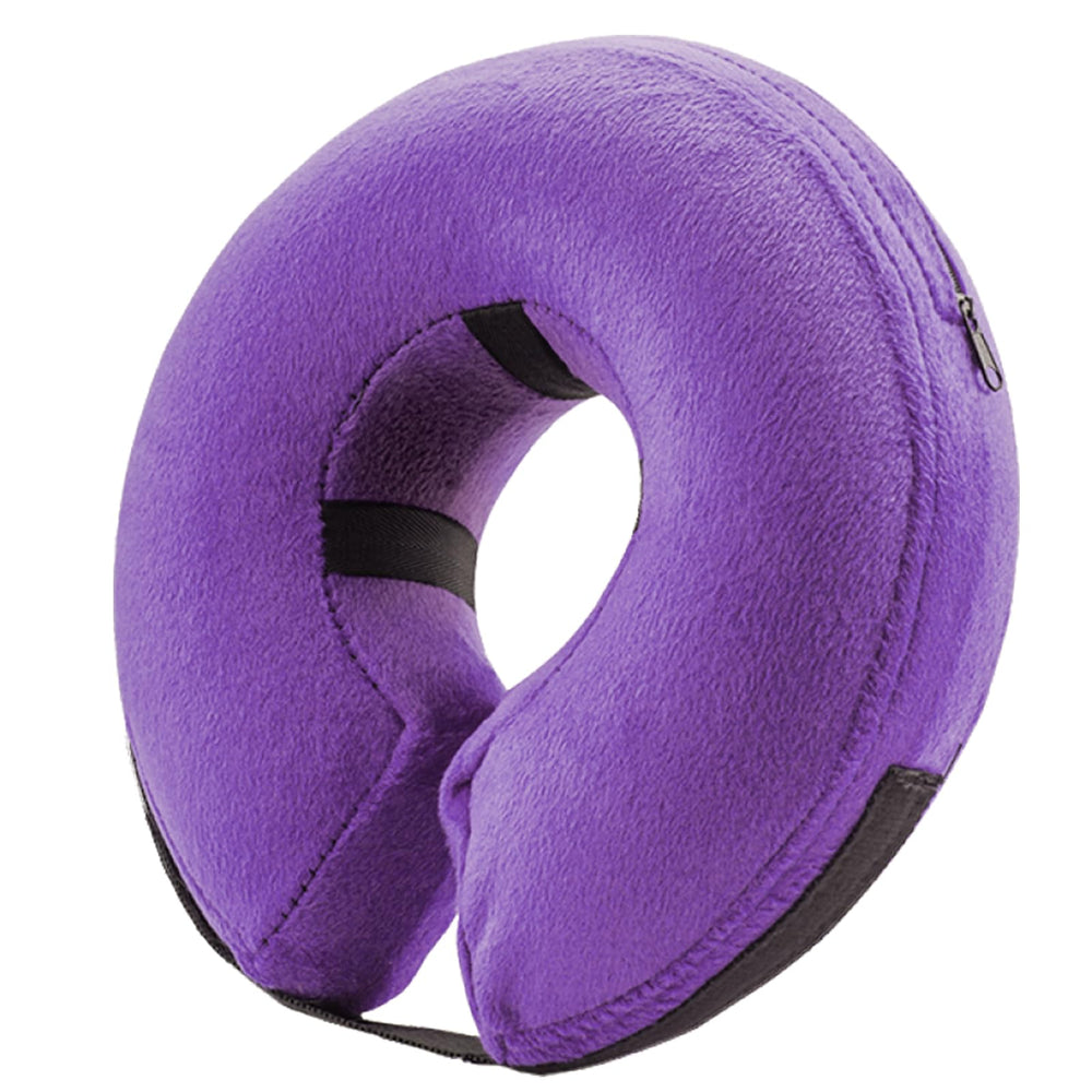 BENCMATE inflatable dog cone collar XL purple, outside view, comfortable recovery protection during activity