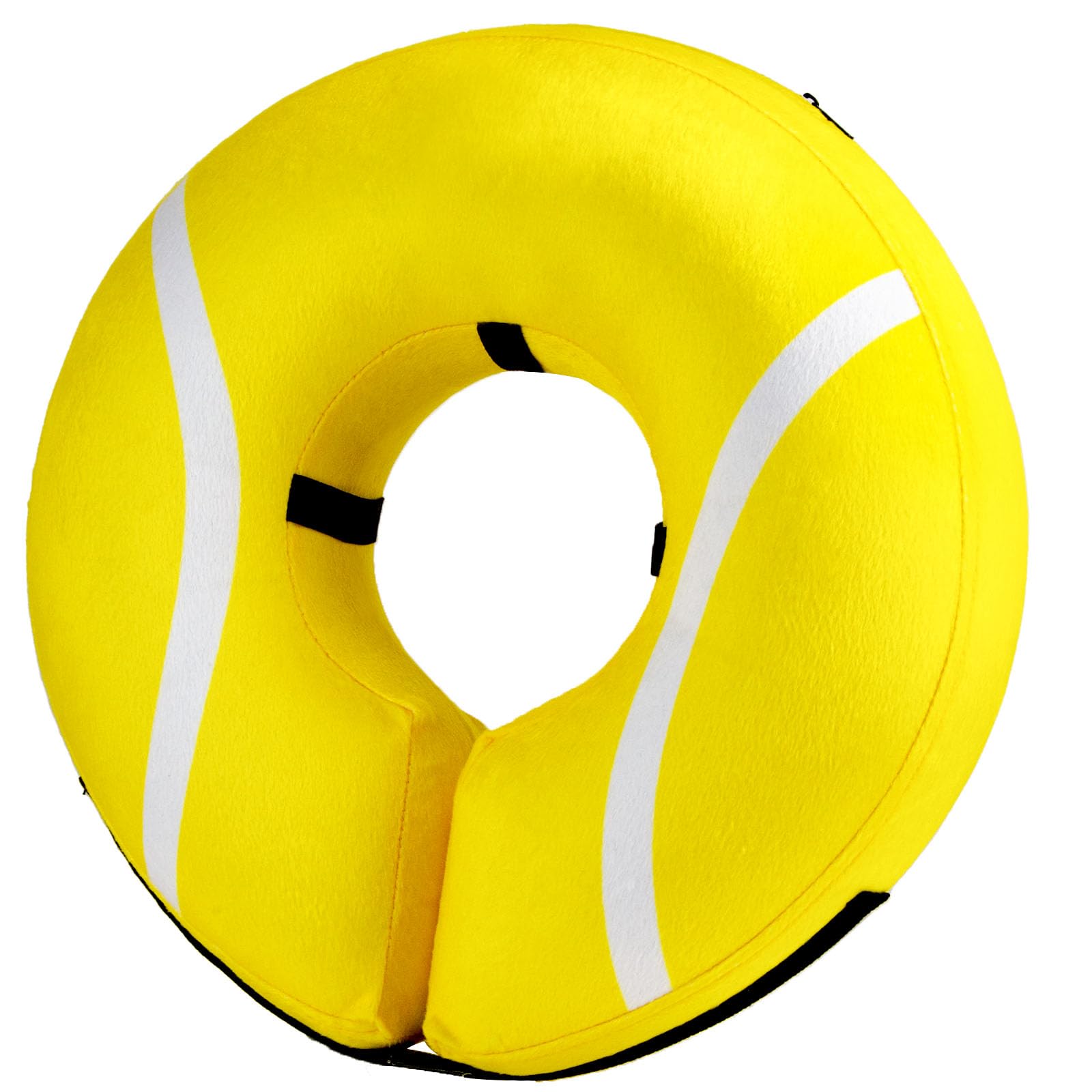 BENCMATE inflatable-dog-cone-donut-large-tennis offers gentle post-surgery protection for pets.