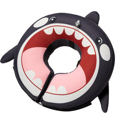 BENCMATE inflatable dog cone Orca Medium, front view, enables easy eating and visibility