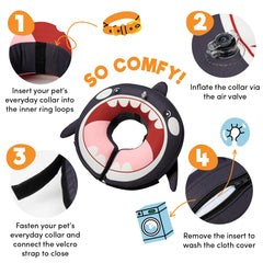 BENCMATE inflatable dog cone Orca Medium, side view showing flexible protection from licking