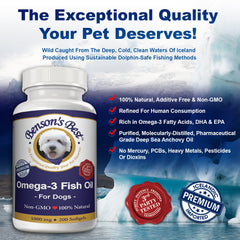 Benson's Best wild-caught anchovy oil pour image emphasizing purity and sustainable sourcing.