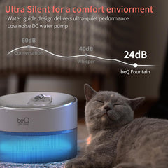 BeQ Cat Water Fountain filter system close-up with carbon filter for cleaner water.