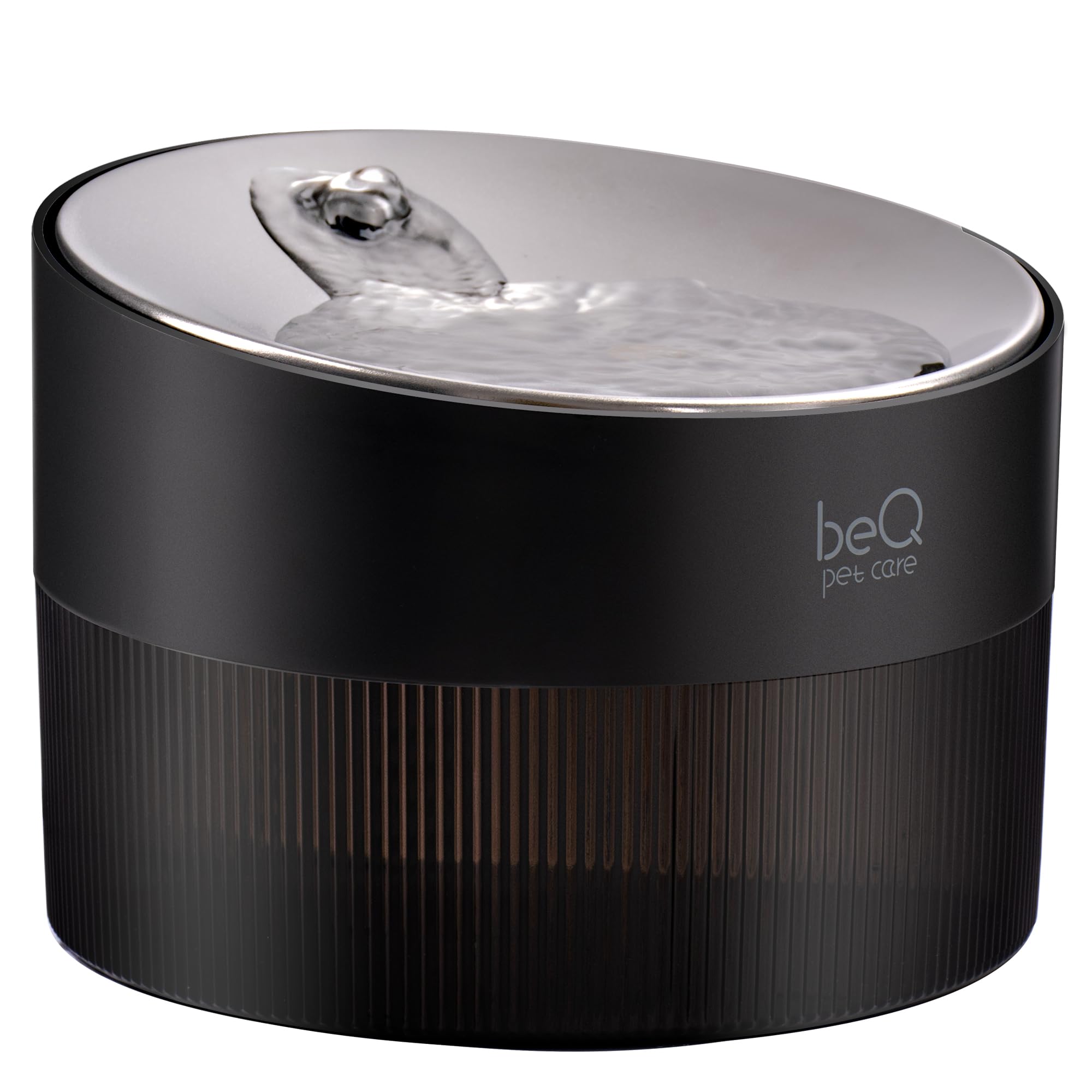 beQ cat water fountain front view demonstrates a stylish, pet-friendly design for easy access water.