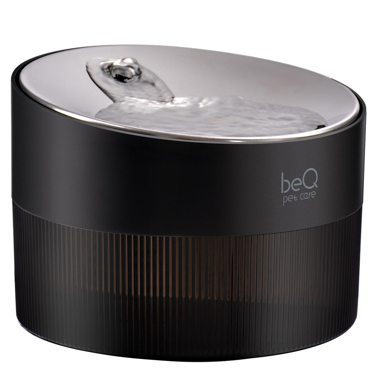 beQ cat water fountain front view demonstrates a stylish, pet-friendly design for easy access water.