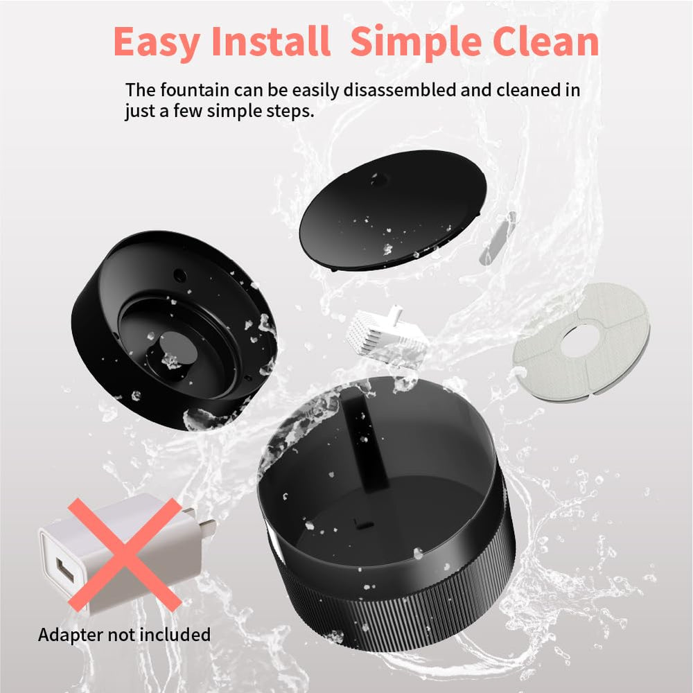 BEQ Cat Water Fountain ultra-quiet pump keeps noise minimal during use.