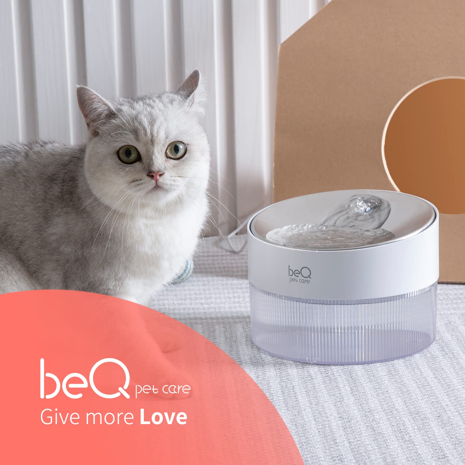 BeQ Cat Water Fountain ultra-silent pump operates quietly for restful homes.