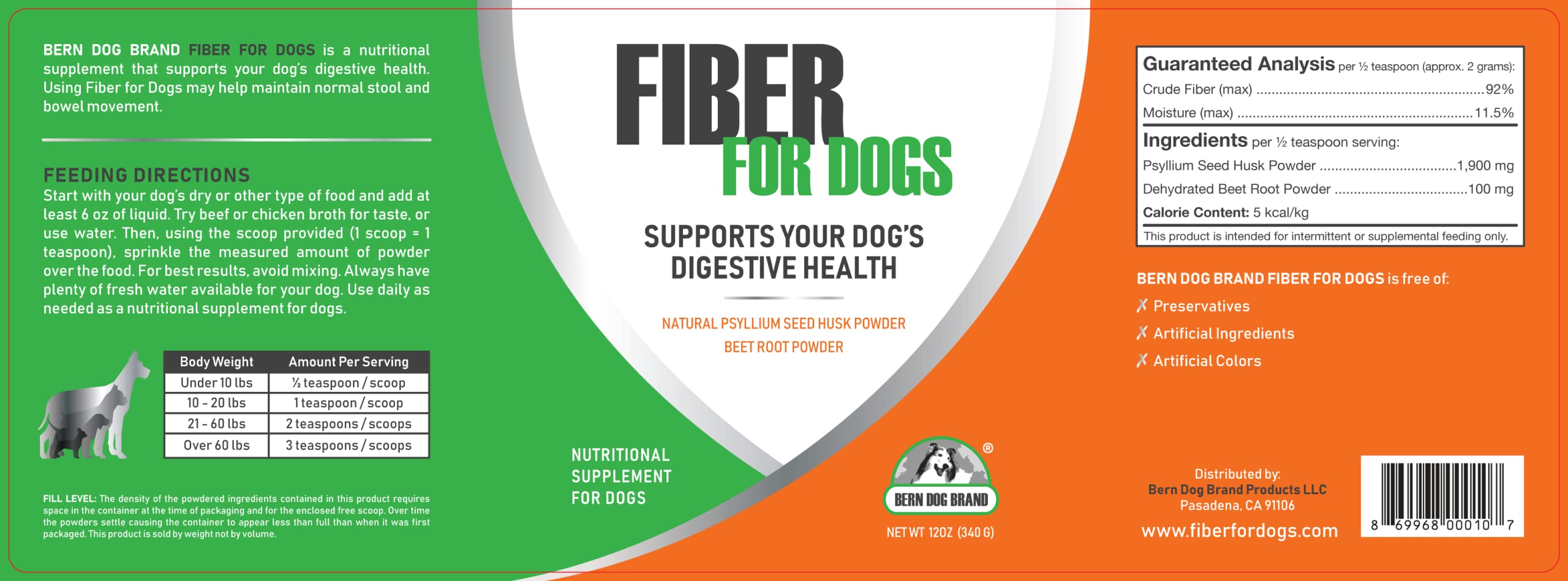 Bern Dog Brand Fiber for Dogs GMP-certified facility backdrop signals quality manufacturing.