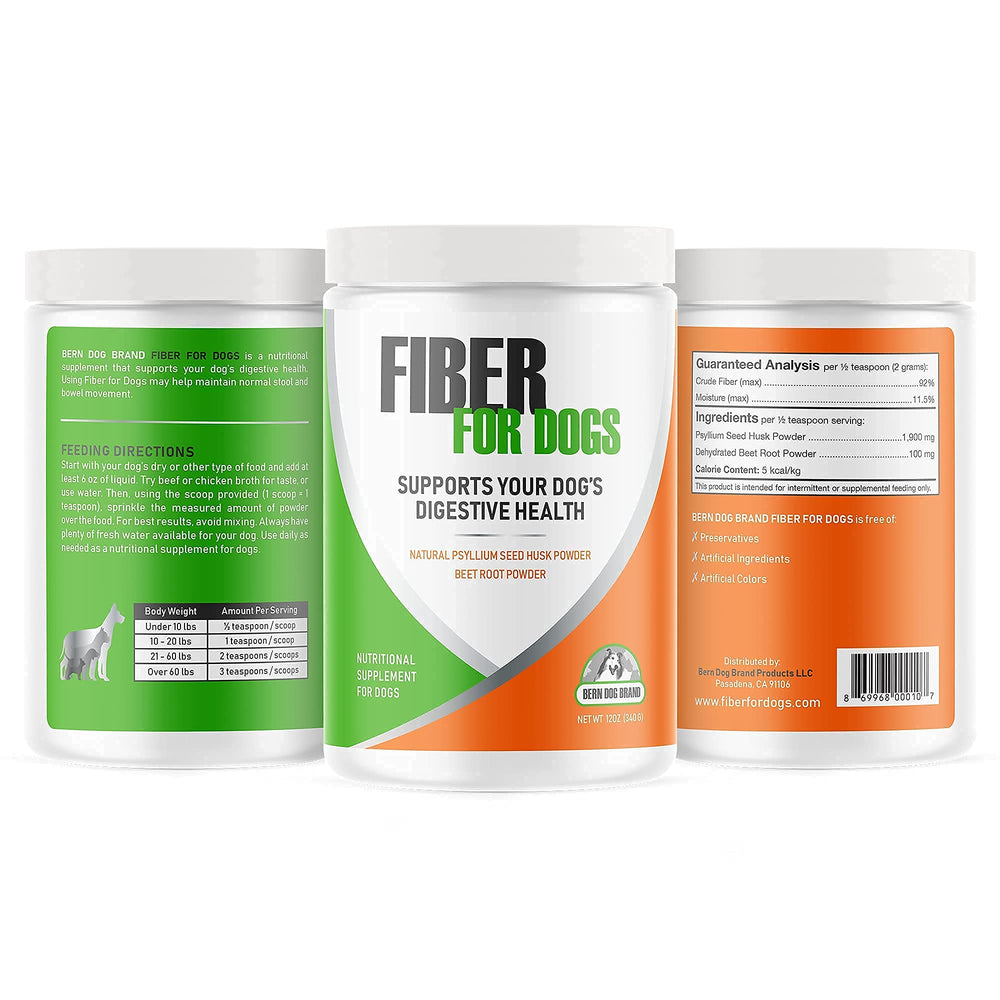 Bern Dog Brand Fiber for Dogs travel-pack packaging enables on-the-go dosing.