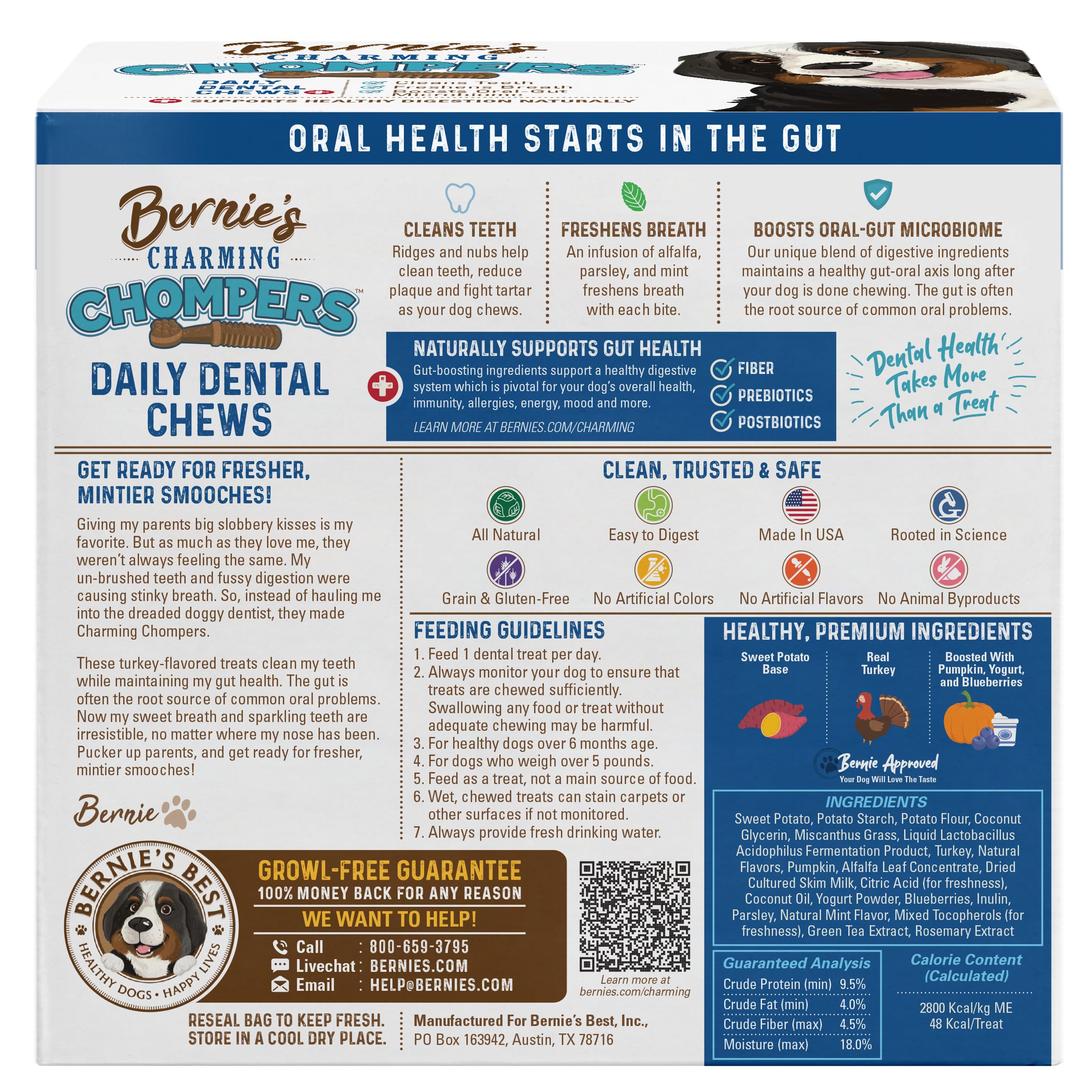 Bernie's Charming Chompers serving bowl features appealing presentation for a daily dental routine.