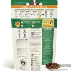 Bernie's grain-free USA-made ingredients pouch highlights natural, premium formulation for digestive health