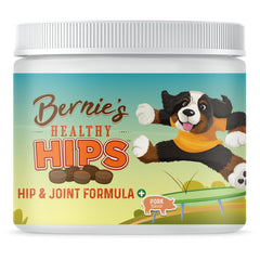 Bernie's Healthy HIPS soft chews tub for daily joint support.