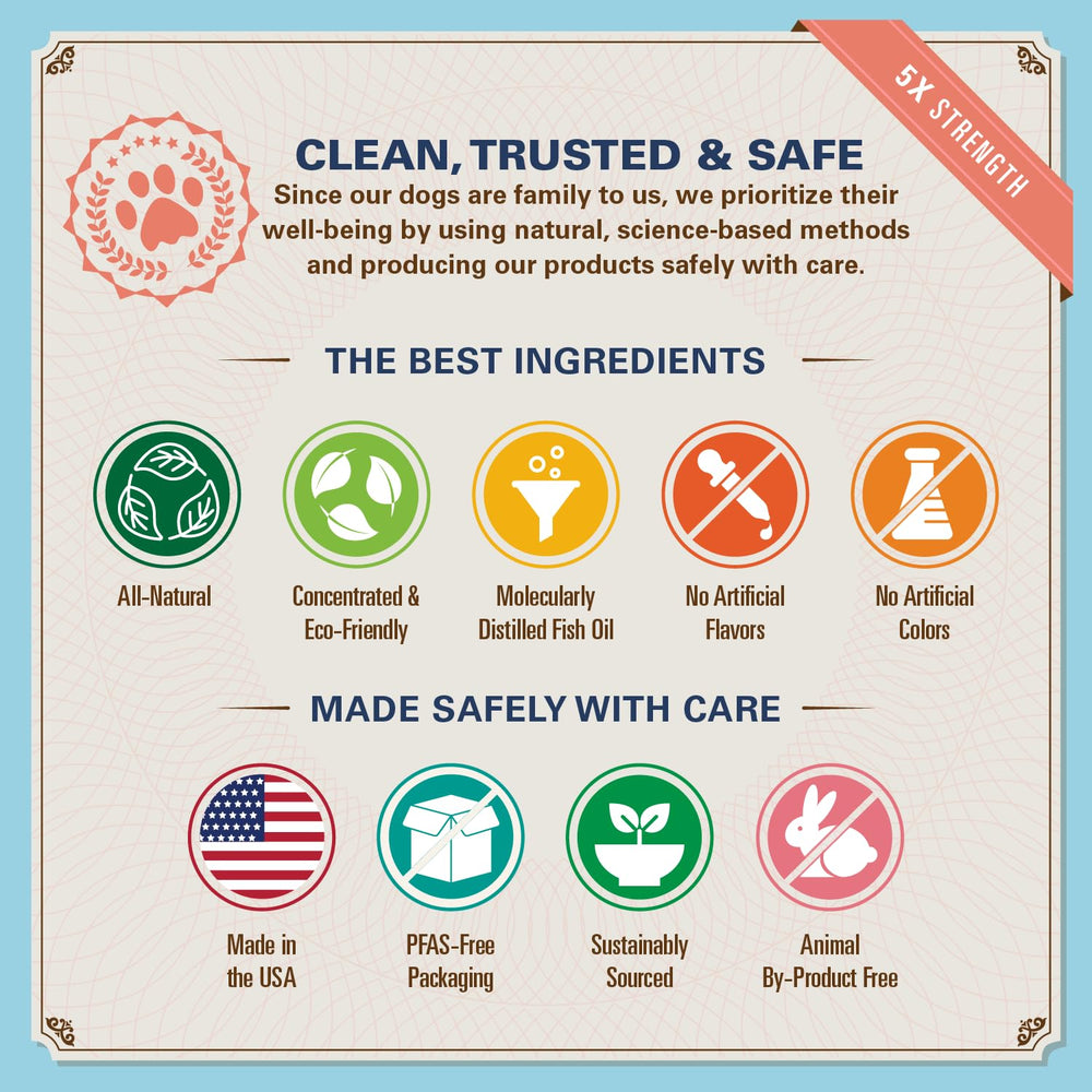 Bernie's OMG Omegas Chews omega-3 DHA EPA label illustration