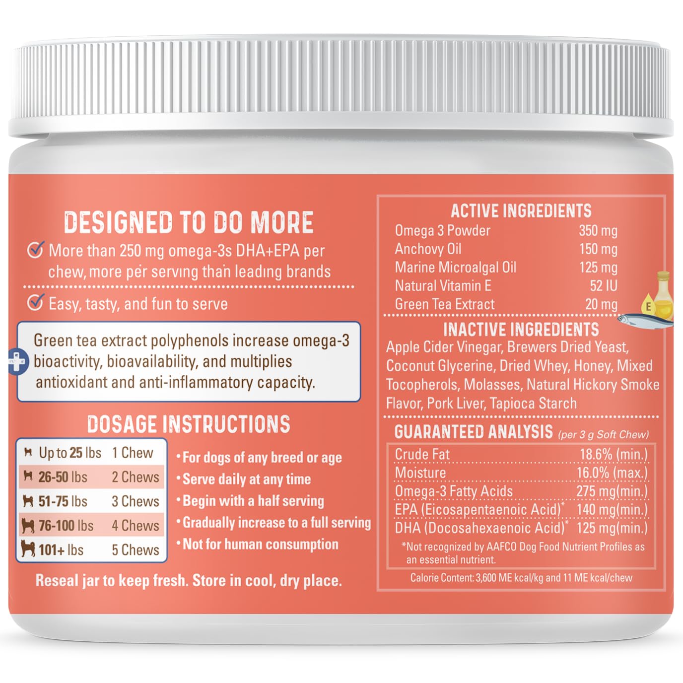 Bernie's OMG Omegas Chews pour reveals quick-melt texture for easy, mess-free feeding