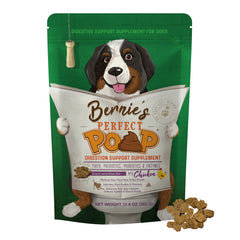 Bernie's Perfect Poop grass bits closeup for gentle digestion and gut health