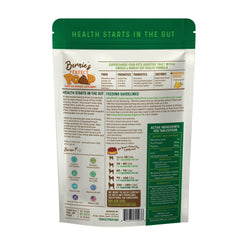 Bernie's Perfect Poop grass bits highlight natural fiber aiding stool consistency
