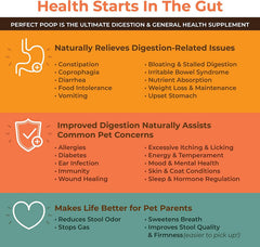Bernie's Perfect Poop ingredients pumpkin powder close-up emphasizes vitamin-rich fiber source.