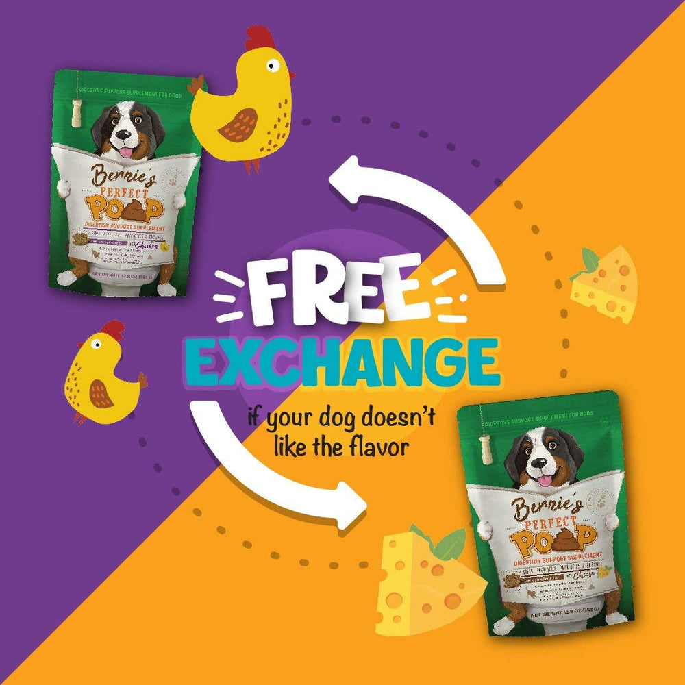 Bernie's serving suggestion topping photo shows enriching meals and treats
