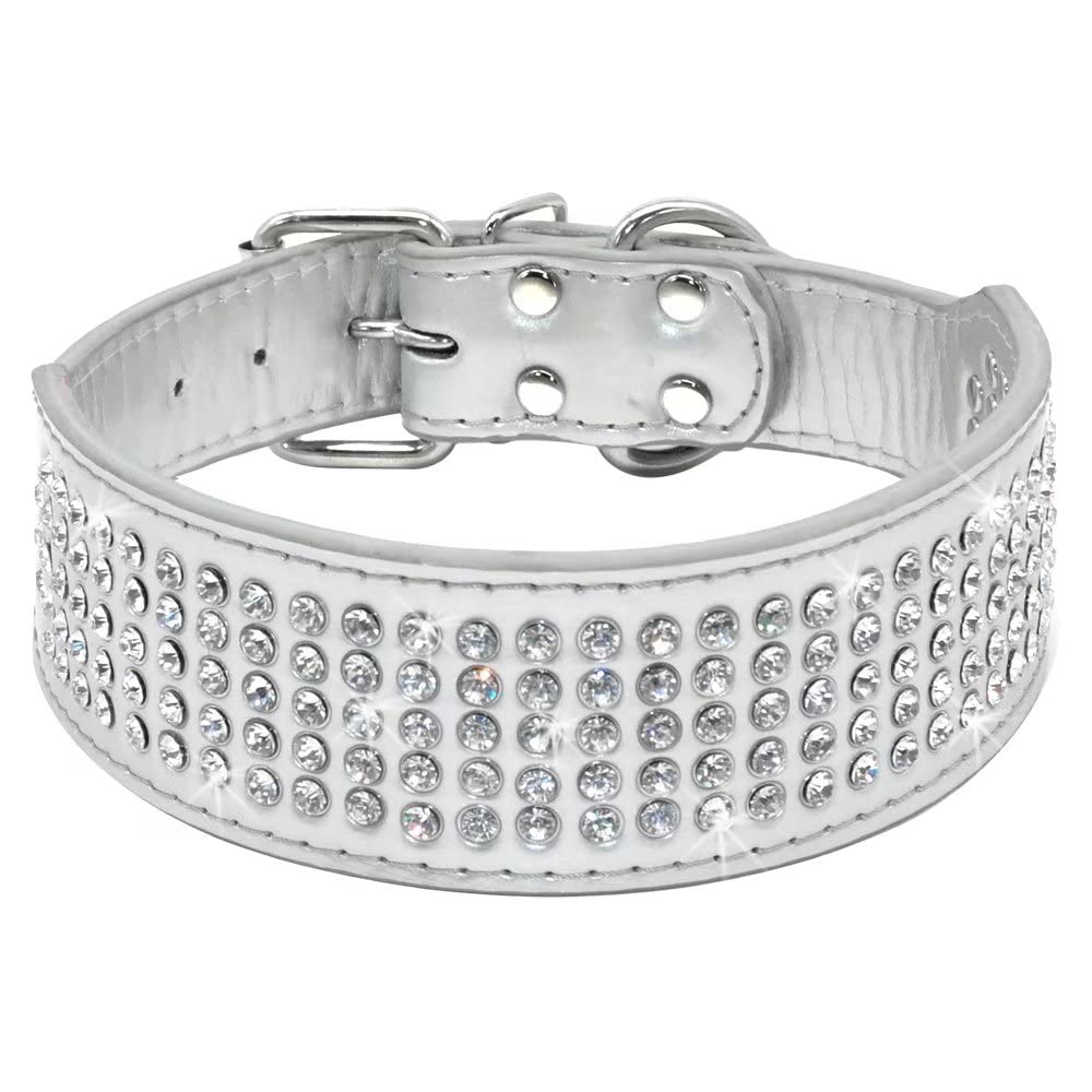 Berry Pet Rhinestones Collar front view showing five-row crystals for a glamorous look