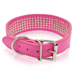 Berry Pet rhinestones dog collar with adjustable 5 eyelets for medium to large dogs