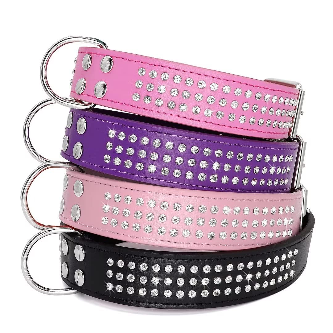 Berry Pet Rhinestones dog collar on a large dog during a sunny walk.