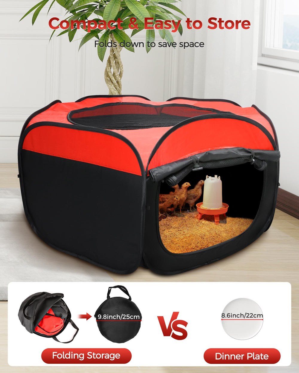 Besly Large Brooder Box portable with tote bag for easy travel and storage.