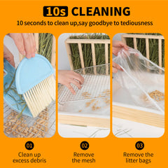 BESNEW litter box trash-bag kit with dustpan illustrates quick-clean setup.