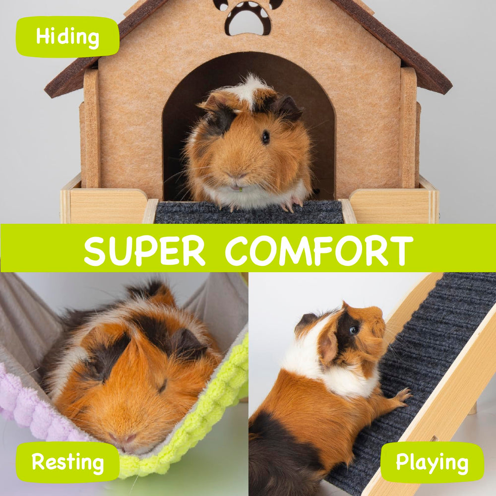 BESNEW platform wooden structure offers a large resting and exploring surface for piggies.