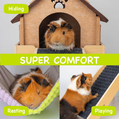 BESNEW platform wooden structure offers a large resting and exploring surface for piggies.