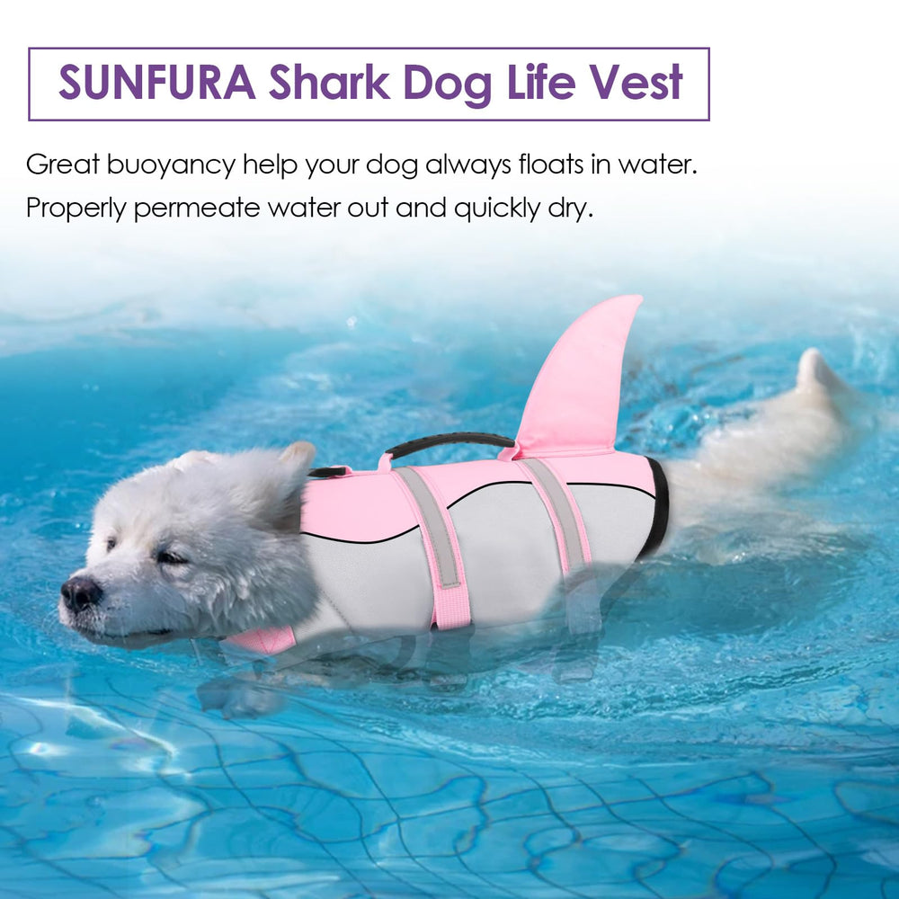 Bess Bridal dog life jacket pink shark M size chart guidance for accurate sizing.