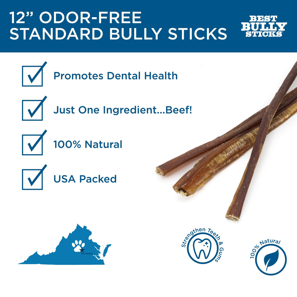 Best Bully Sticks 12-count pack image showing 12-inch chews for strong chewers.