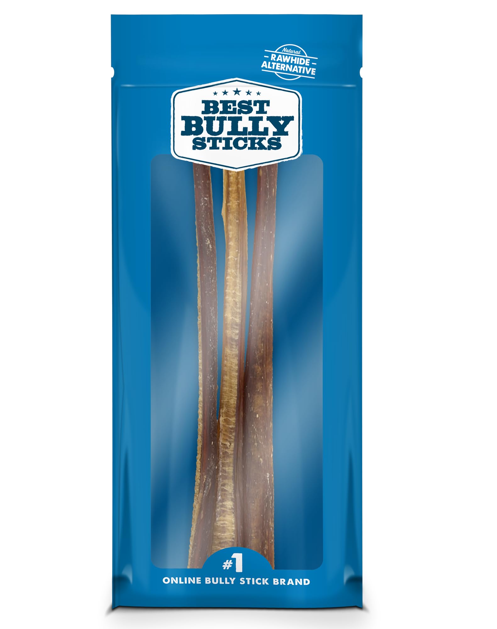 Best Bully Sticks 12inch pack closeup, durable chew for large dogs.