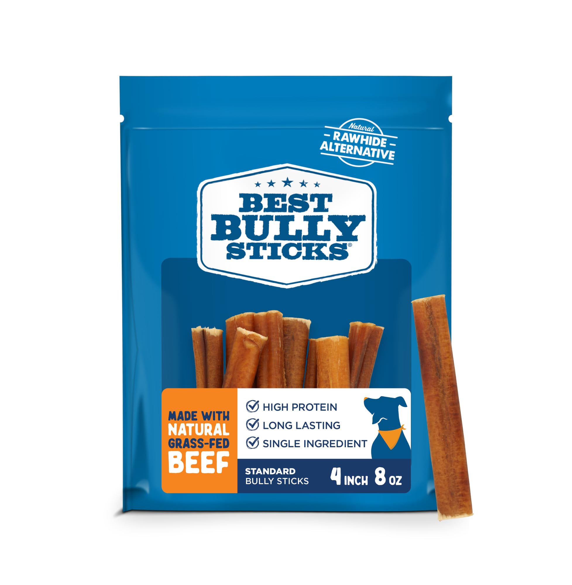 Best Bully Sticks 4-inch bully sticks for small dogs provide a long-lasting chew.