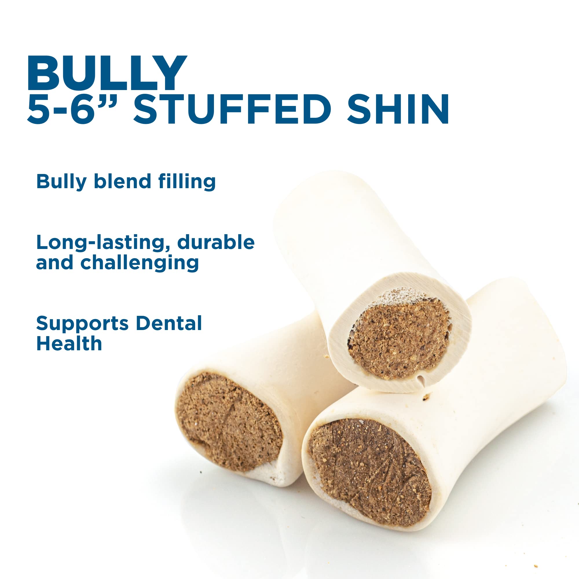 Best Bully Sticks 5-6 inch shin bone close-up highlighting hollow, refillable design
