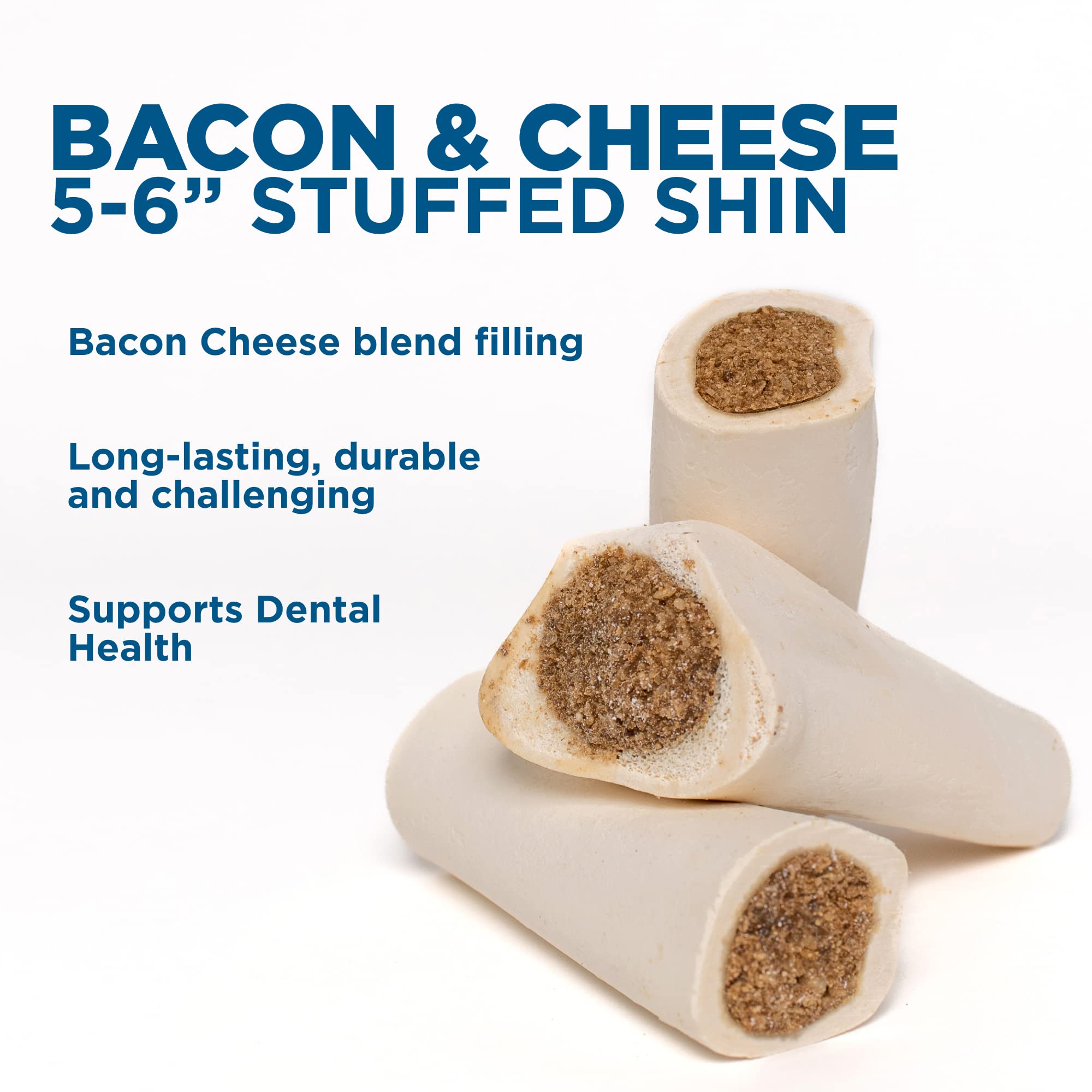 Best Bully Sticks shin bone stuffed with bacon and cheese, tasty extended-chew treat