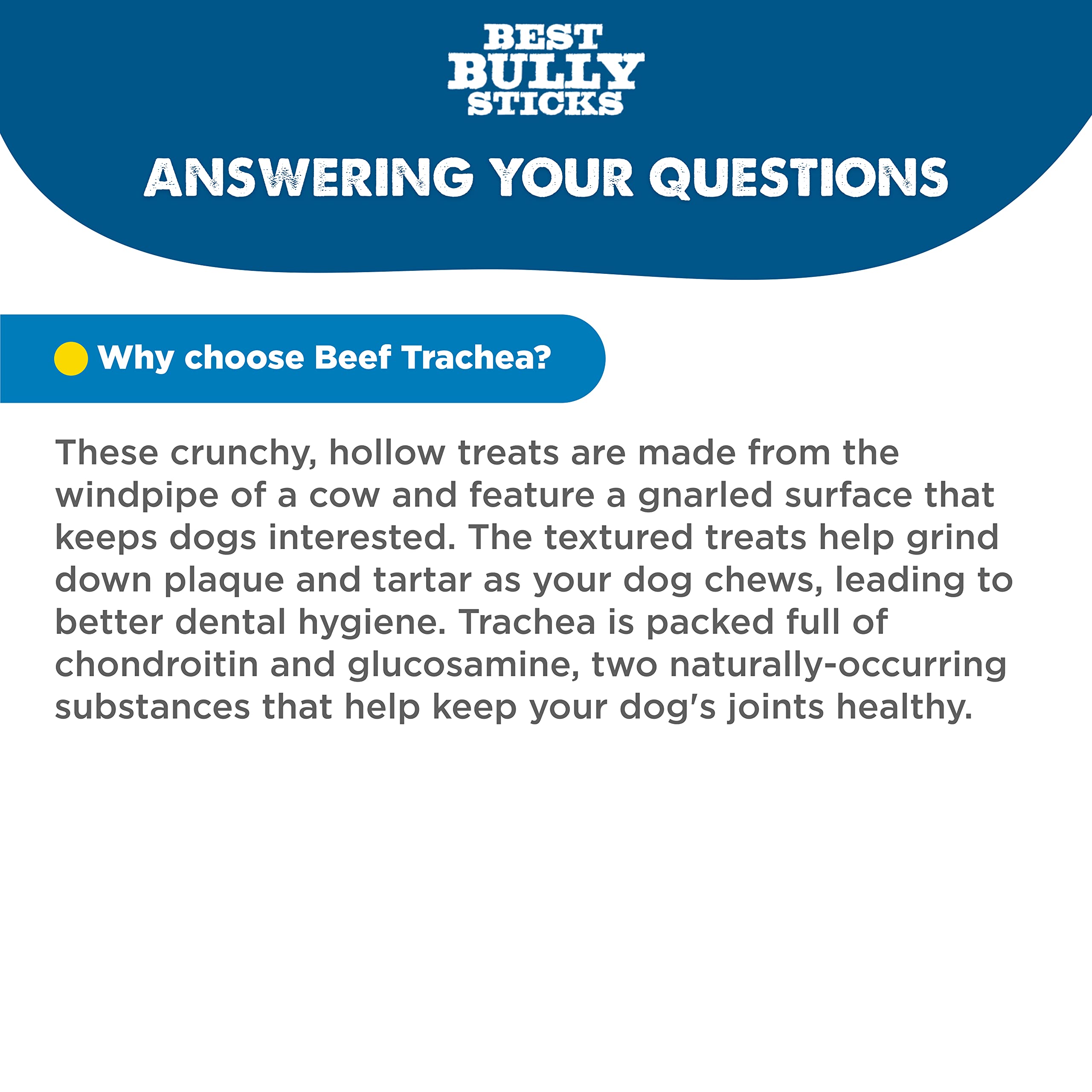 Best Bully Sticks beef trachea closeup contains glucosamine and chondroitin for joint support
