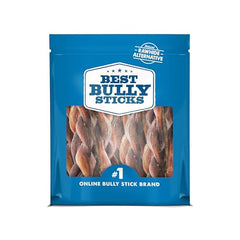 Best Bully Sticks braided 4-5 inch dog chews for long-lasting entertainment and dental care.