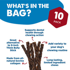 Best Bully Sticks collagen sticks with dental-chewing action promoting tartar control and gum health.