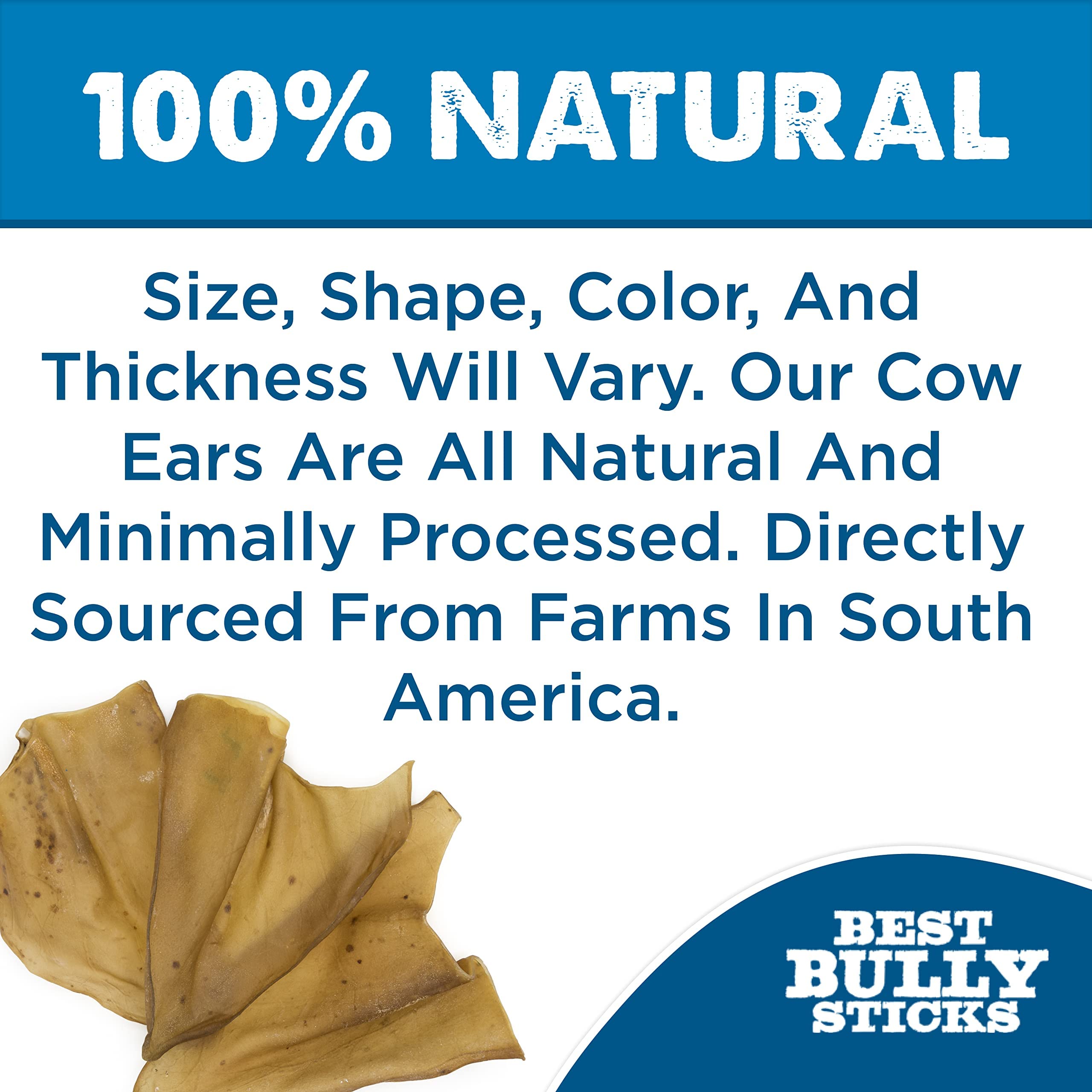 Best Bully Sticks cow ears pack 15 count shows value and variety.