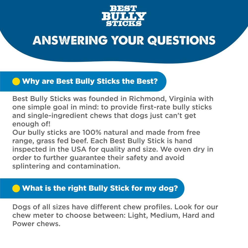 Best Bully Sticks dental health chew helps reduce tartar through chewing.