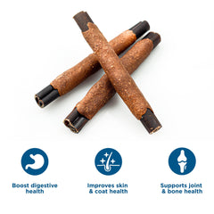 Best Bully Sticks durable dog chew cross-section illustrates texture and long-lasting entertainment.