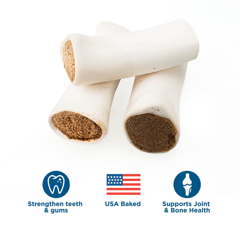 Best Bully Sticks dog chewing shin bone supports mental stimulation and anxiety relief.