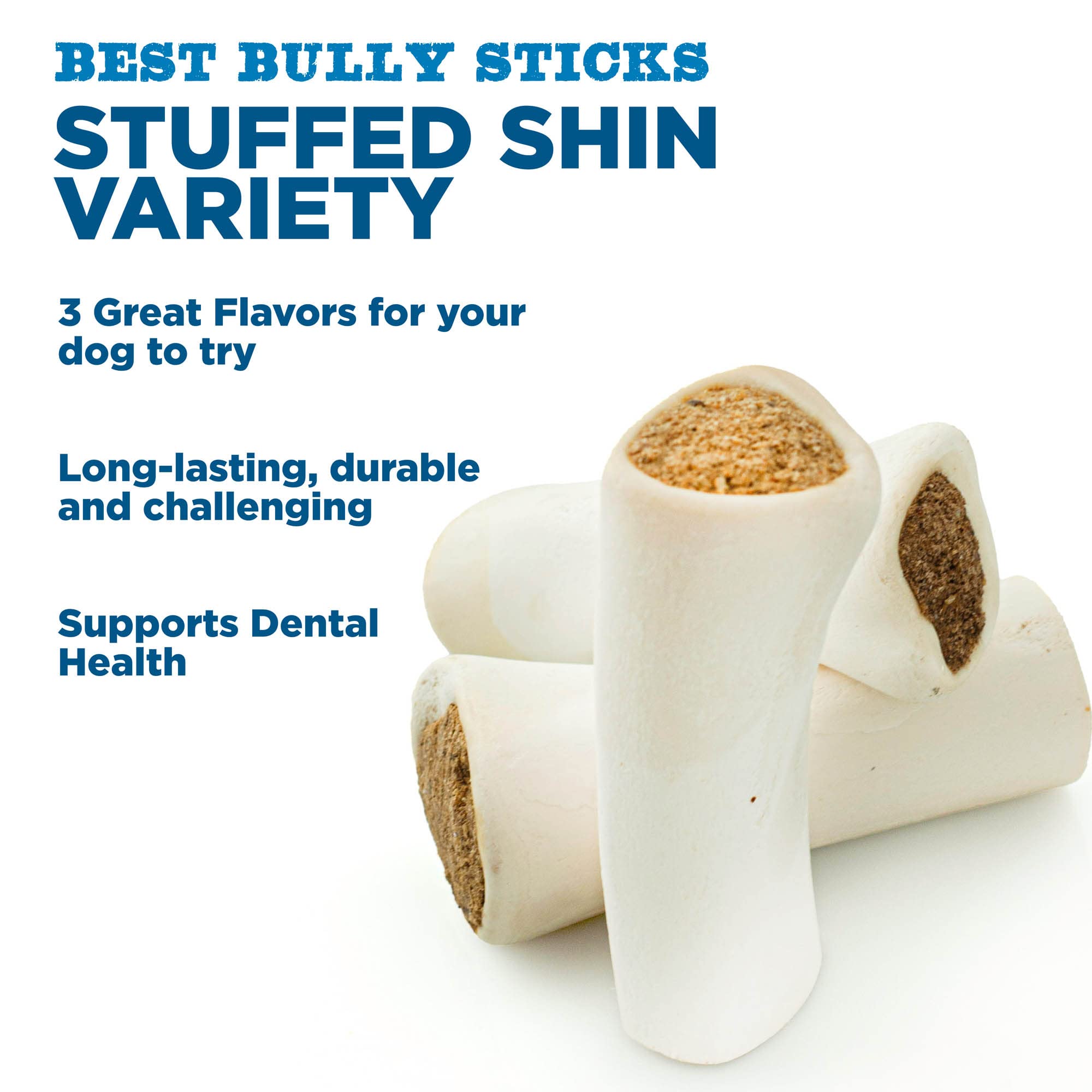 Best Bully Sticks stuffed shin bone with peanut butter filling delivers tasty enrichment.